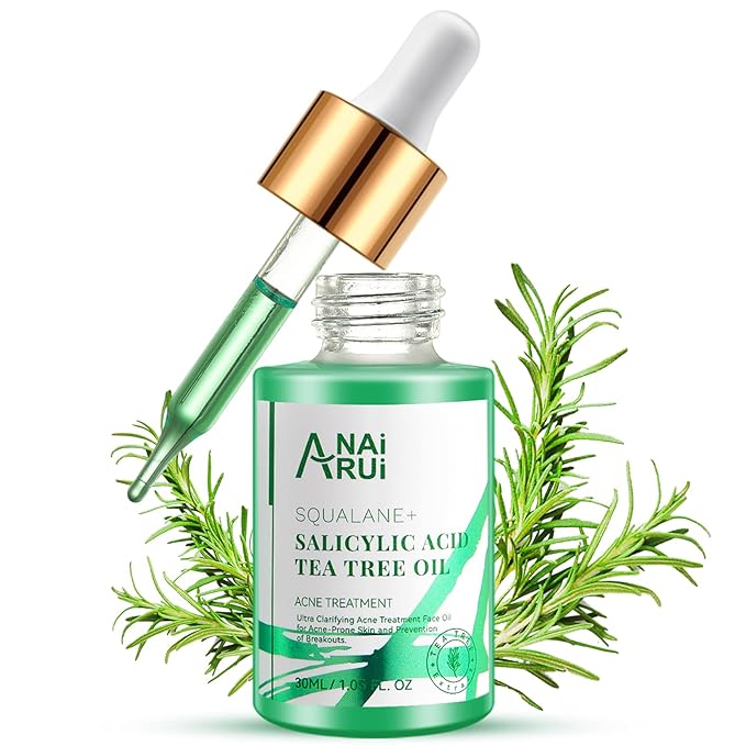 ANAI RUI Acne Face Oil,Tea Tree Oil with Salicylic Acid,Acne Prone Skin Oil,Soothe Acne,Redness Relief, Tea Tree Oil for Face,Back, Clarifying & Purifying 1Fl.OZ