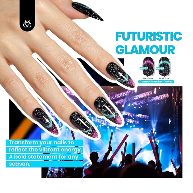 Beetles Cat Eye Gel Nail Polish Set-36 Colors Red Purple Brown Green Burgundy Magnetic Gel Nail Polish with Base Gel Glossy Matte Top Coat Magnet,Soak off UV Nail Gel DIY Nail Art Gift for Women