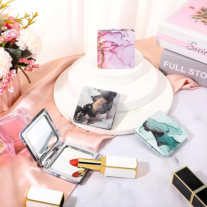 Cindeer 40 Pcs Compact Mirror Bulk Small Purse Portable Pocket Hand Double Sided Magnifying Makeup Mirror Square with 2X 1x Magnification for Girls Woman Mother Travel