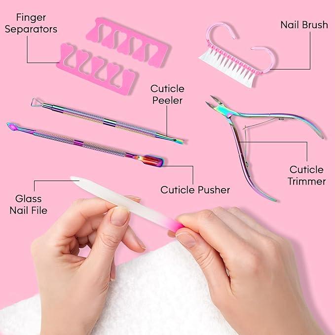 Cuticle Remover Kit - Cuticle Remover Cream & Cuticle Oil, Rose Flavor Cuticle Care Kit with Cuticle Trimmer Cuticle Pusher Cuticle Nipper for Manicure, Removedor de Cuticula for Nail Care