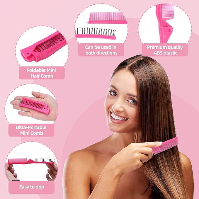 60 Pcs Mini Wet Hair Brush Set 30 Folding Hair Brush 30 Colorful Combs Toddler Mini Detangling Brushes Soft Bristles for Women Baby Girls Kids(Multiple colors)