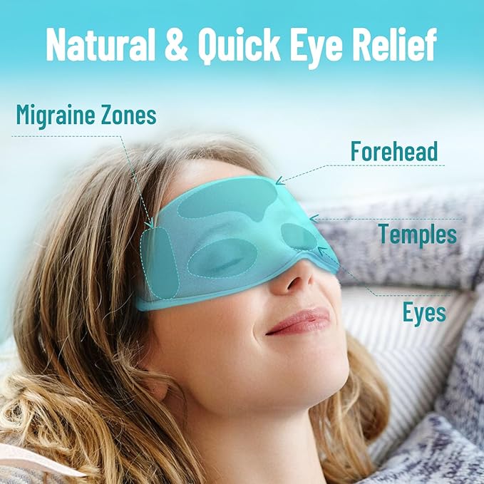 3D Gel Cooling Eye Mask, Weighted Eye mask for Sleeping, 3D Contoured Cup No Pressure Night Blindfold Sleep Mask, Ice Cold Pack Eyes Cold Compress for Puffy Eyes, Dark Circle, Light Blue