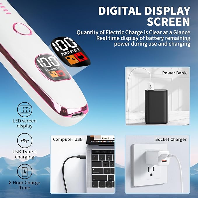 2025 Rechargeable Nose and Ear Hair Trimmer with LED Dispaly for Women Men,4 in 1 Painless Eyebrow & Facial Hair Trimmer with Powerful Motor,Ladies Wet & Dry Electric Razor (White)