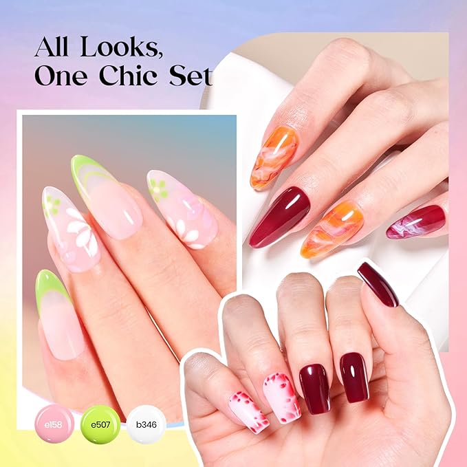 Beetles Gel Nail Polish Set – 36 Color Fall Yellow Brown Pink Red Gel Polish Kit with Base Coat Glossy Matte Glitter Top Coat Soak Off UV LED Gel for Nail Art Manicure Salon DIY Gift for Women