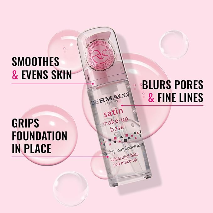 Dermacol - Satin Makeup Base, Matte Face Primer for Wrinkles and Pores, Transparent Makeup Primer for Oily Skin & Dry and Combination Skin, Easy to Blend Pore Filling Primer, No Preservatives, 30 mL