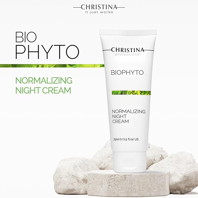 '-CHRISTINA- Bio Phyto Normalizing Night Cream with Hyaluronic Acid & Vitamin E | Stress Reducing& Barrier Strengthening Night Cream for Face for Oily & Combination Skin 75ml