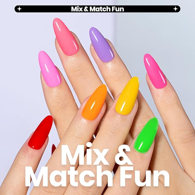 Beetles Nail Polish Set 12 Colors Neon Hot Pink Blue Purple Bright Nail Polish Glitter Nail Polish Kit Air Quick Dry Fingernail Polish Diy Nail Art Set Home