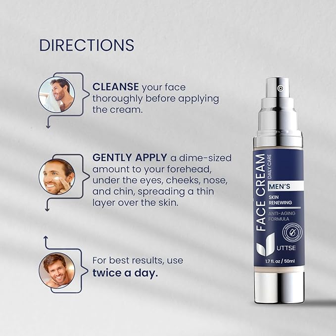 6-in-1 Face Cream for Men: Anti Aging & Wrinkle Cream for Men with Collagen, Hyaluronic Acid, Vitamins E & B, Shea Butter - Dark Spots Remover & Eye Bags Treatment - 1.7 oz.