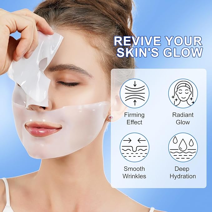 Collagen Face Mask 12PACK, Deep Hydrating Face Collagen Mask Overnnight, Collagen Face Mask for Women Skincare, Elasticity, Firming, Moisturizing, Suitable for All Skin Types, Christmas Gift for Women