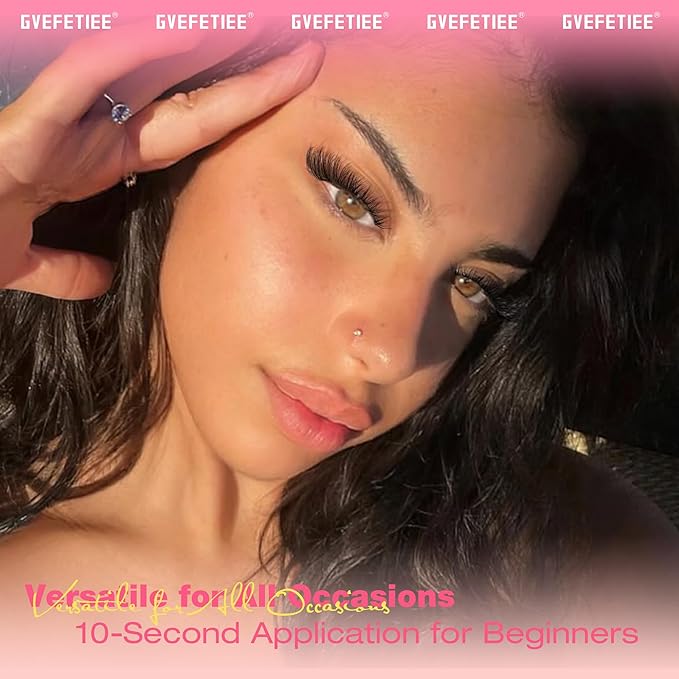 Cat Eye Lashes False Eyelashes Clear Band Natural Look Fluffy Faux Mink Lashes Wispy Soft Eyelashes Lightweight Handmade D Curl 8 Pairs Pack Eyelashes by GVEFETIEE