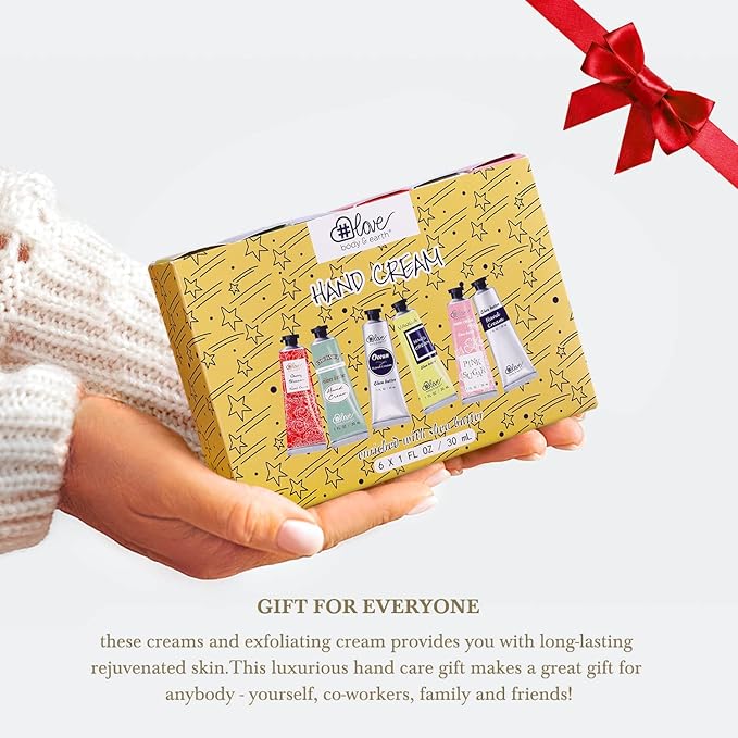 BODY & EARTH # LOVE Hand Cream Gift Set Hand Lotion Sets for Women Gift, Pack of 6 Advanced Repair Hand Cream for Dry Hands Non-greasy, Mothers Day Gifts for Mom, Women Birthday Gift for Her