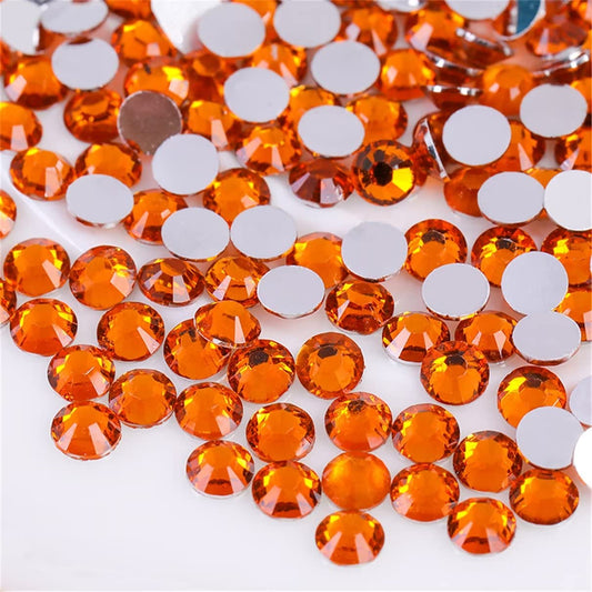 3000 Pieces SS6 2mm Flatback Rhinestones Clear Glass Round Gems Crystals for Nail Art DIY Crafts Clothes Shoes Bags （Orange）