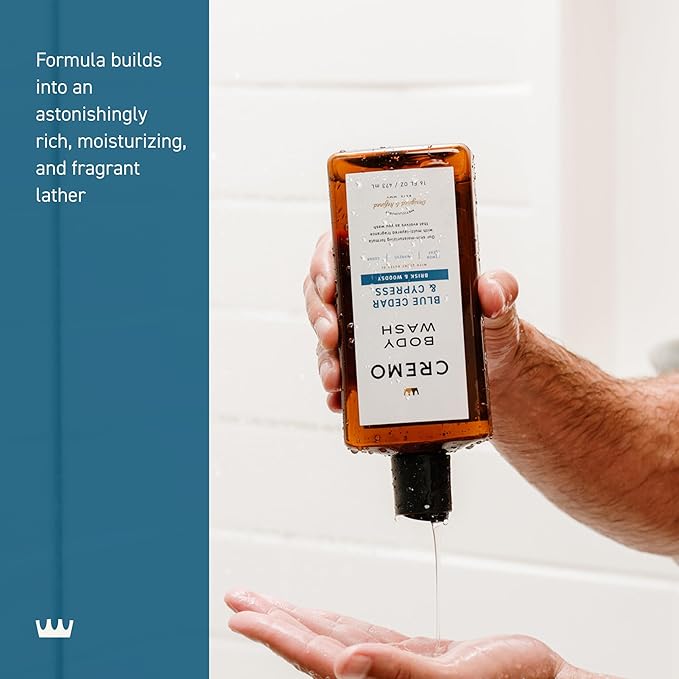 Cremo Body Wash Men, A Woodsy Scent with Notes of Lemon Peel, Cypress and Cedar, 16 Fl Oz