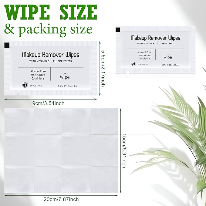 150 Pcs Makeup Remover Wipes Bulk Waterproof Makeup Wipes Individually Wrapped Face Wipes for Women Gentle Facial Cleansing Towelettes for Travel Hotel Skin Mascara Lipstick Oil Dirt (White)