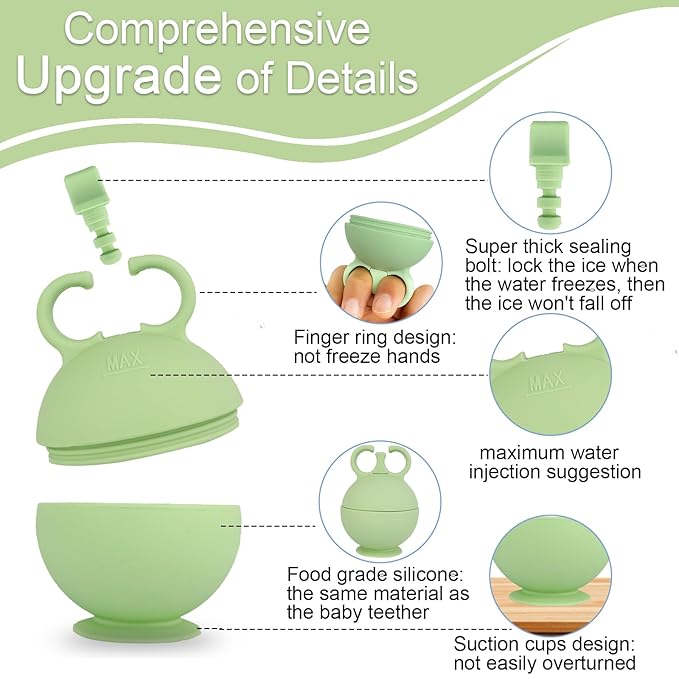 2 Pack Ice Roller for Face, Ice Face Roller for Eye Neck Body, Ice Cube Roller Massager Gua Sha Tool, Eliminates Puffiness, Facial Ice Mold, De-Puff Eye Bags, Women Skin Beauty Care (Green and Green)