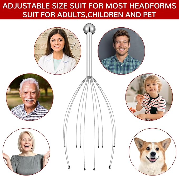 48 Pack Head Massager Scalp Massager 20 Prongs Head Scratcher Handheld Massage Tingler for Deep Relaxation, Stress Relief and Hair Stimulation, Stocking Stuffers