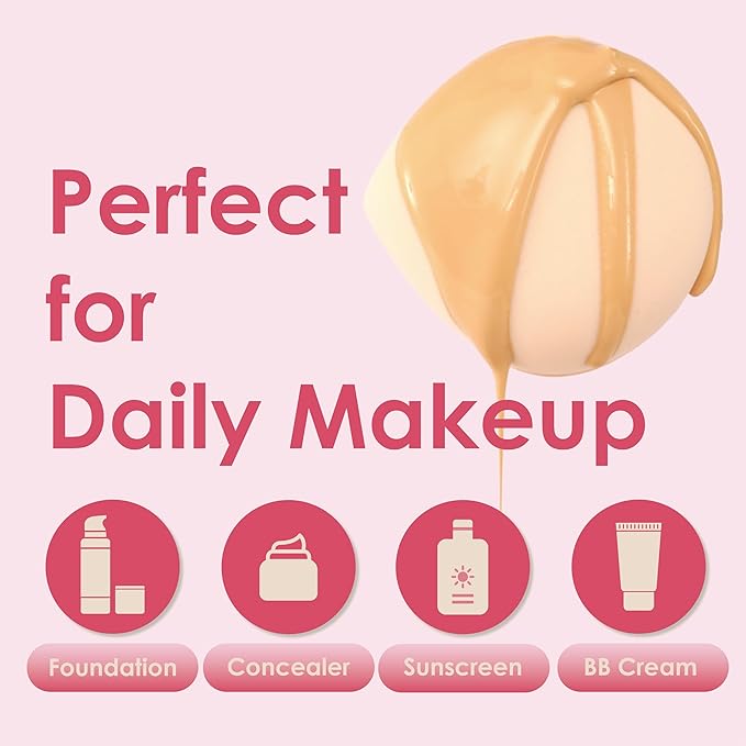 5Pcs Cherry Pink Makeup Sponge For Foundation Concealer And Powder, latex free Blender Sponge For Natural And Easy Makeup Soft Long-lasting And Beginner-friendly, Medium