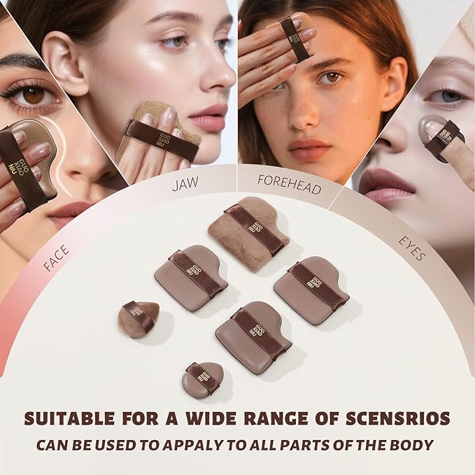 6Pcs Makeup Powder Puffs Set with Cases, Velour/Leather/Air Cushion Makeup Puff, Reusable & Washable, Ideal For Foundation, powder cream, Setting, concealer, Wet Dry Makeup tools (1Box)