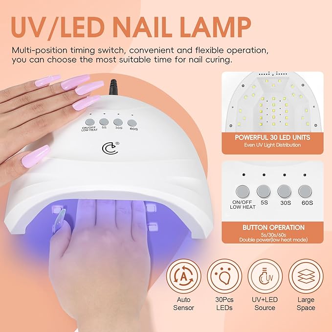 COSCELIA 66pcs Gel Nail Polish Kit with U V light and Drill Starter Kit 35 Colors Summer Gel Polish Set 5pcs Top Base Coat Nail Art Supplies French Gel Manicure Kit Gifts for Women DIY at Home