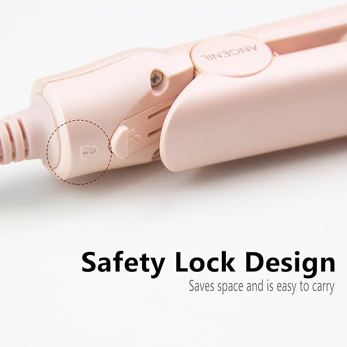 ANGENIL Mini Straightener Flat Iron for Short Hair, Dual Voltage Small Hair Straightener and Curler 2 in 1, Portable Mini Flat Iron for Short Edges, Front Bangs, Men's Beard, 3 Temp (280℉- 320℉ -380℉)