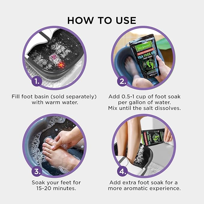 Daily Remedy Calming Lavender Foot Soak with Epsom Salt - 2 PACK -Foot Soak Soothes Sore Tired Feet, Athletes Foot & Remove Foot Odor. Best Foot Spa Pedicure Set