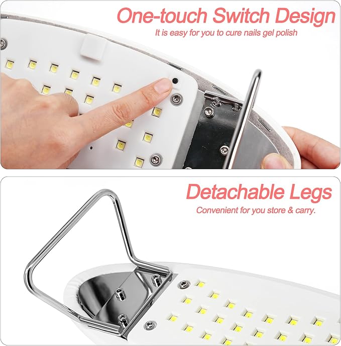 2 in 1 Nail Arm Rest UV LED Lamp, Soft Manicure Hand Rest Pillow, 48W Light for Curing Gel Polish, 24PCS LED Beads Dryer for Salon Home DIY (White)