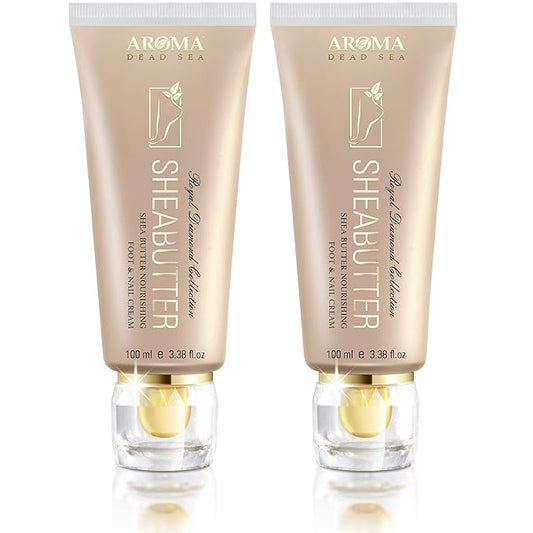 AROMA DEAD SEA Shea Butter Foot And Nail Cream Nourishing And Repair Damaged Skin. Enriched With Tea Tree Oil, Vitamin E And Wheat Germ Oil. Improves Skin Elasticity. (3.5 Fl.oz) (Pack Of 2)