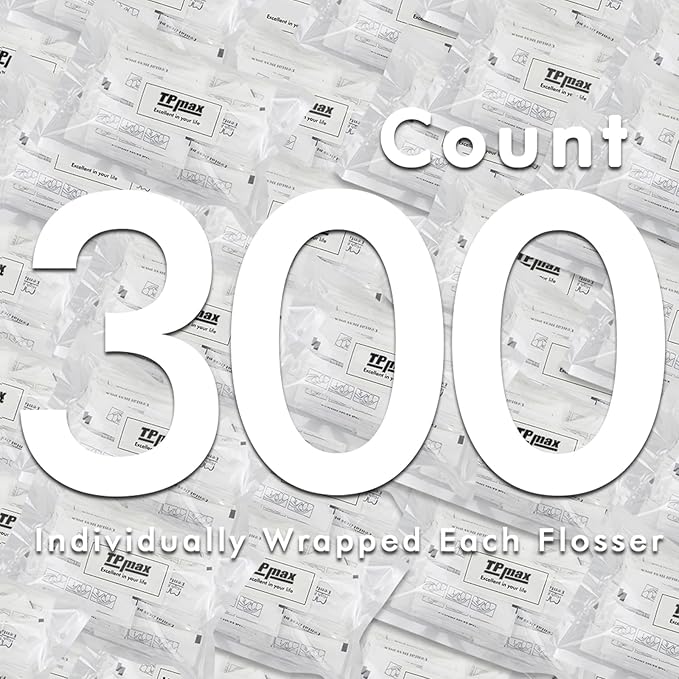 300 Count Dental Flossers Each Individually Wrapped, Floss Singles Bag, Travel Hotel Restaurant Office Car Dental Floss, Floss Picks Oral Care Teeth Clean Flat Wire