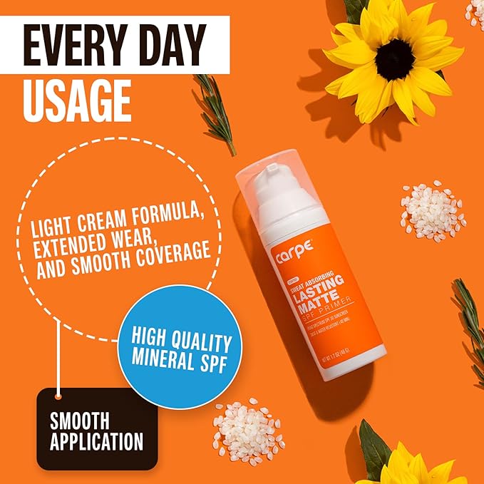 Carpe Primer Face Makeup Base ~New~ Zinc Mineral Sunscreen Face SPF 30, Lasting Matte Primer For Oily Skin And Tinted Sunscreen For Face