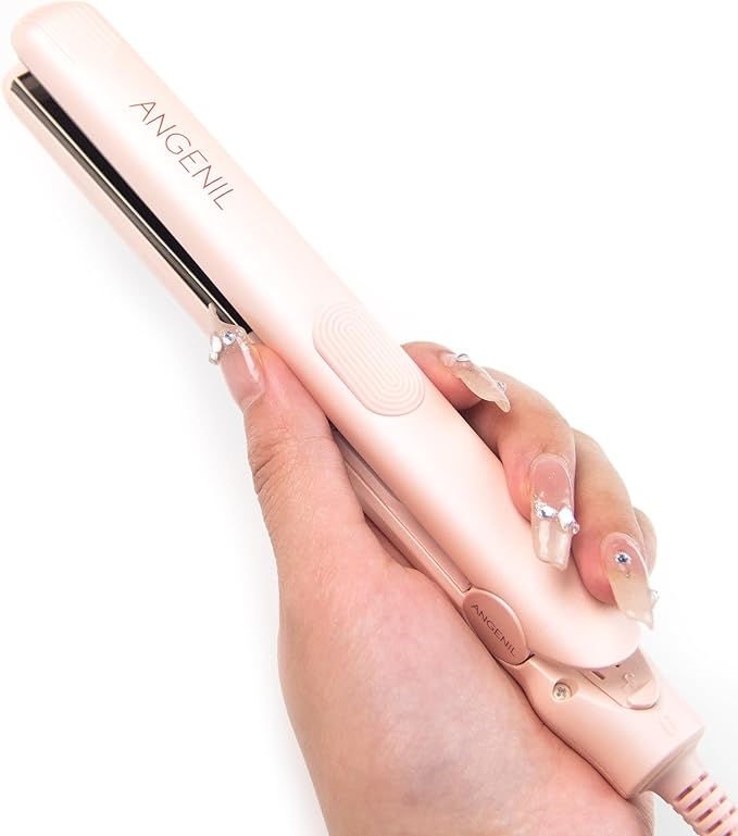 ANGENIL Pro Mini Flat Iron for Short Hair, Dual Voltage Mini Hair Straightener, Small Flat Iron 0.7 Inch, Travel Size Anti Scalding Silicone Hair Straightener, Suitable for Short Hair, Bangs, and Fine