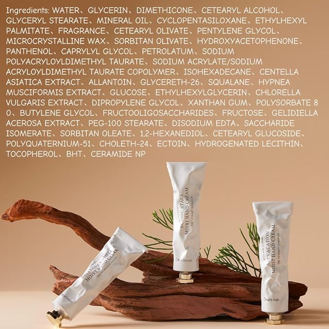 Dear Irean Fragrance Moist Hand Cream for Dry Cracked Hands with Multiple Hydrating Extracts and Long Time Lasting Moisturizing, Available In All Seasons, 1.18 Oz Tube (BRITTANY)