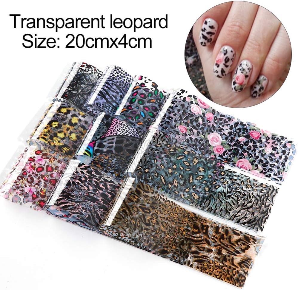 20 Sheets Leopard Nail Stickers，Starry Sky Animal Skin Design Nail Art Decoration Glue Transfer Nail Foils for Women Fingernails and Toenails Acrylic Decorations Manicure Tips Wraps Charms