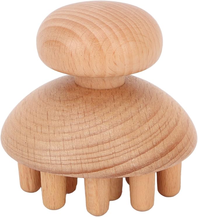 Yosoo Wood Scalp Massager Small Octopus Shape Massage Tool, Manual Scalp Massagers Scalp Massage Tool, Mushroom Fingers Head Scratcher Wood Massager for Reduce Stress 2.44 x 2.36in