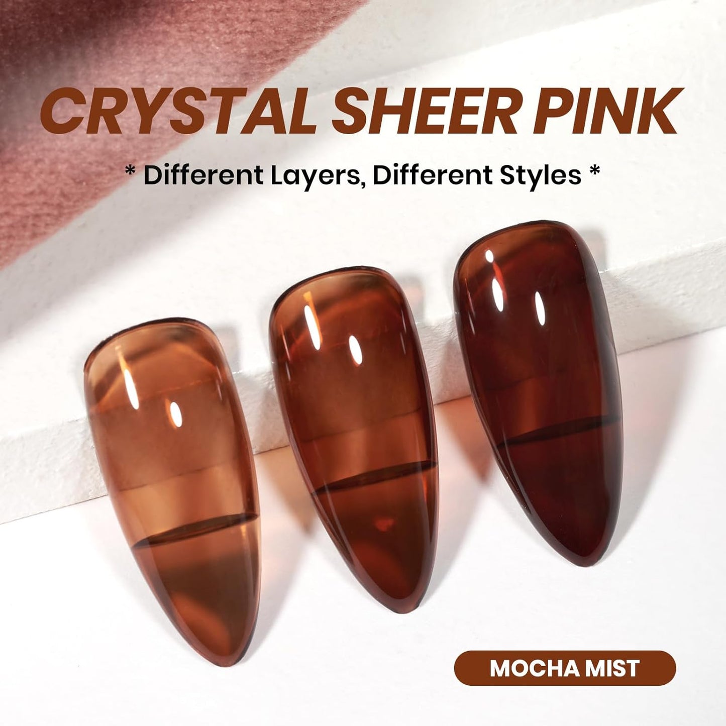 Beetles Brown Gel Nail Polish - 15ML Mocha Brown Jelly Natural Fall Gel Polish Nail Concealer Sheer Translucent Effect Soak Off UV Mocha Mist Collection French Nail Art Manicure Gift for Women