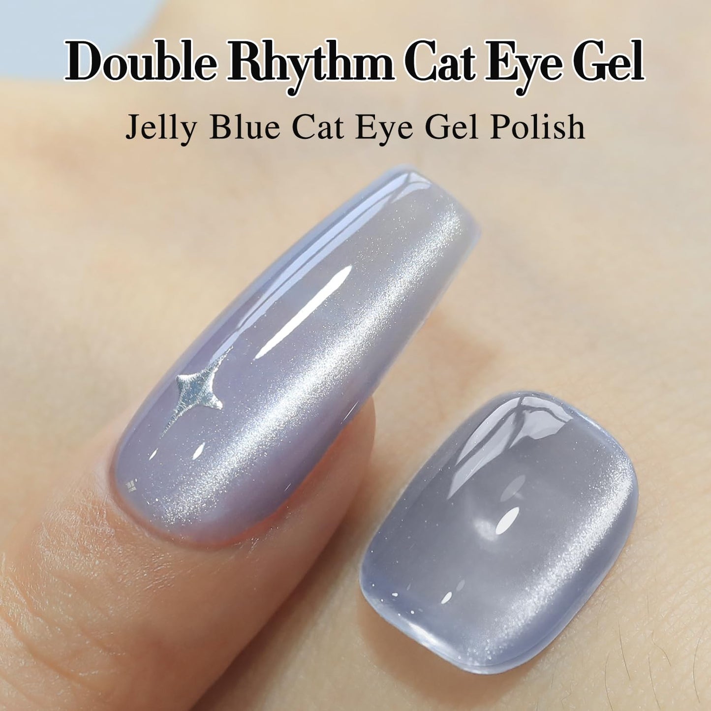 Double Rhythm 0.5 OZ Cat Eye Gel Polish with Magnet 15ML Holographic Glitter Shimmer Translucent Jelly Color Magnetic Polish Salon DIY at Home (MC1035)