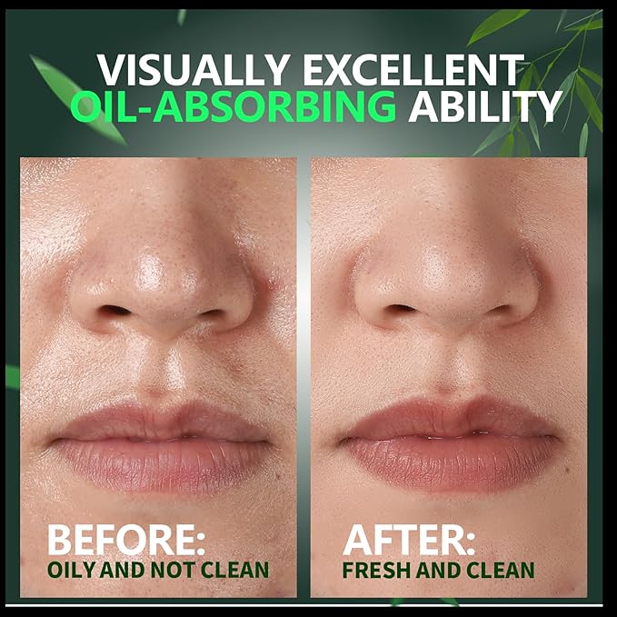 2400PCS Blotting Paper for Oily Skin, Natural Bamboo Charcoal Blotting Paper, 100 * 70MM Large Oil Blotting Sheets for Face, Makeup