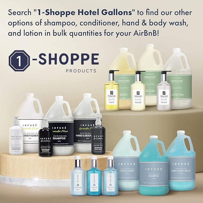 1-Shoppe Terra Pure Ecobox Amenities Kit | Green Tea Soap | Shampoo, Conditioner, Body Lotion, Body Wash | 10.14 oz | Hotel Toiletries Bulk