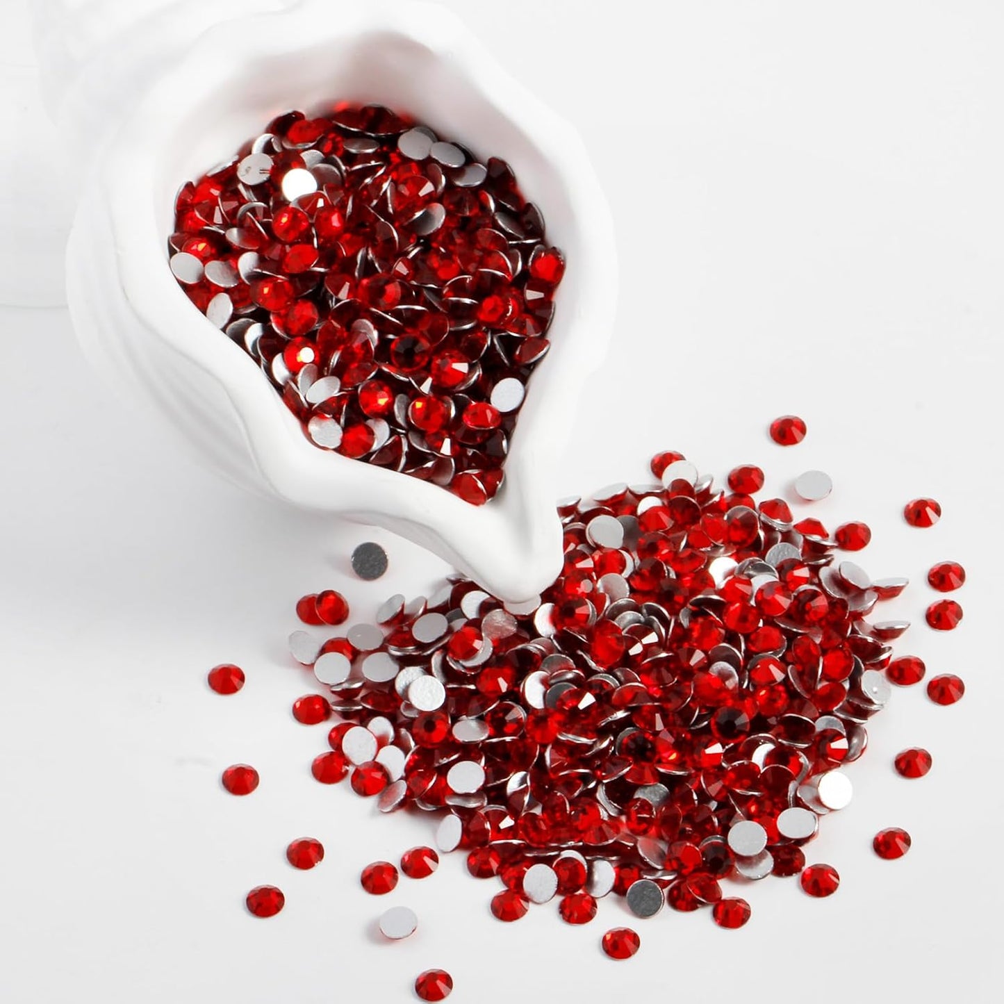 3000PCS SS10 Flatback Rhinestones | 12-Facet Diamond-Cut Glass Gems for Nail Art, Clothing, DIY Crafts |Glue-On Decoration Stones with Silver Backing(Light Siam)