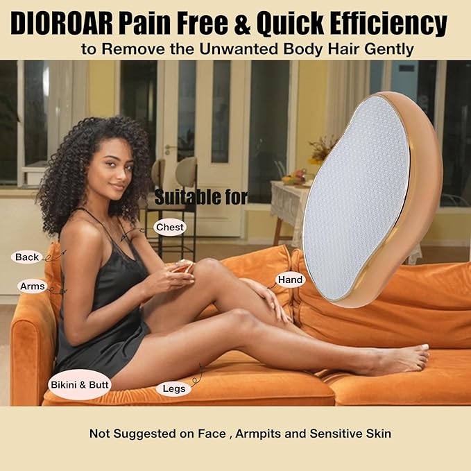 Crystal Hair Eraser,Upgrade Crystal Hair Remover,Physical Nano Glass Hair Removal Device,Painless Epilator and Exfoliator Without Shaver for Quick Soft Silky Skin(Golden)