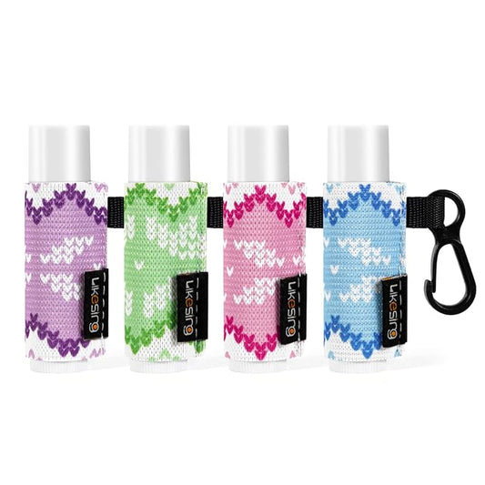 Chapstick Holder Key Chain, Lip Balm Holder for Chapstick Lip Gloss, Elastic Sleeve Chapstick Keychain Holder for Keys Purse Lanyard Gift for Women Girls (Lace, 4pcs)