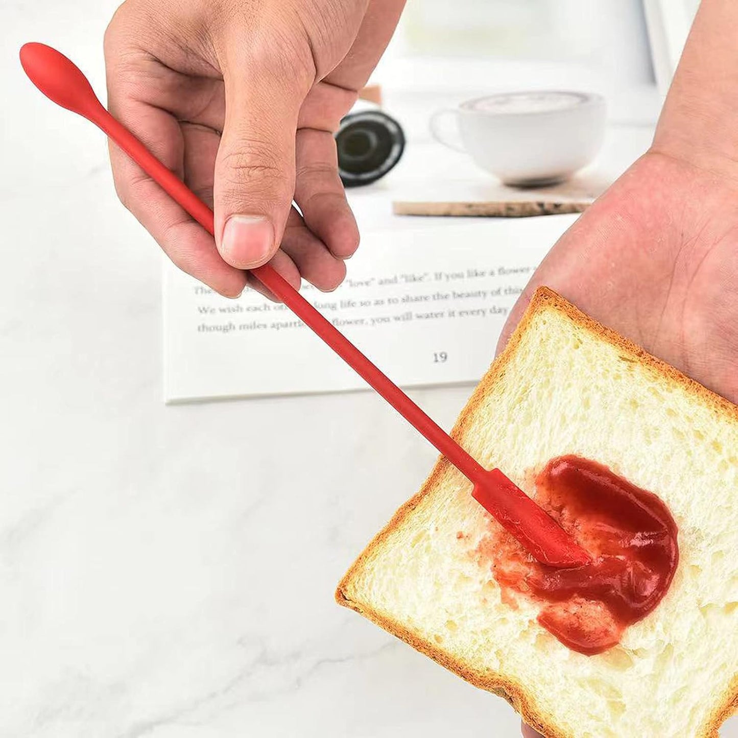 8 Pieces Mini Silicone Spatula Set, Small Rubber Spatula for Makeup, Thin Jar Scraper for Kitchen (8, BLACK+RED)