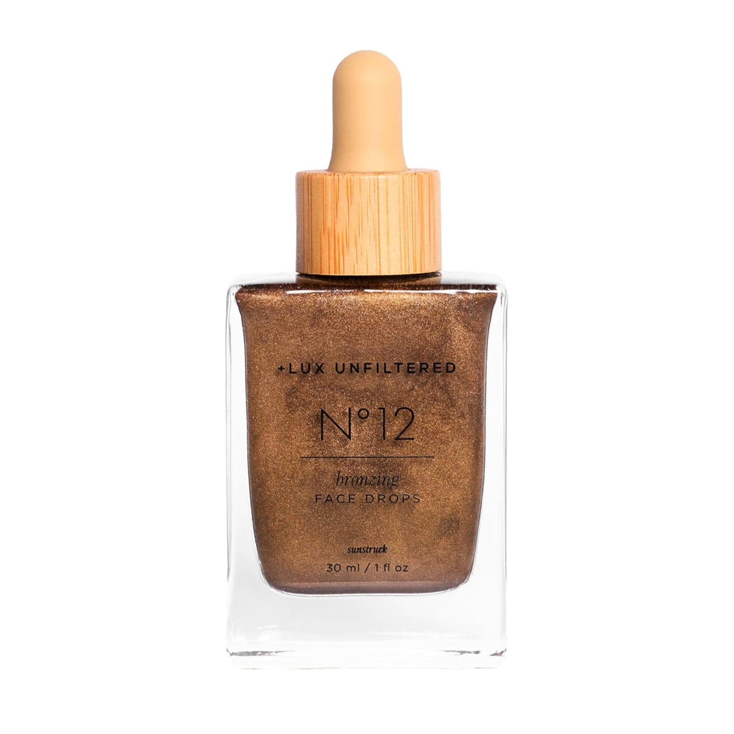 '+ Lux Unfiltered N°12 Sunstruck Face Tanning Drops - Fragrance Free Bronzing Drops for Face with Hyaluronic Acid, Coconut Water, & Passionfruit Oil - Cruelty Free & Vegan Self Tanner