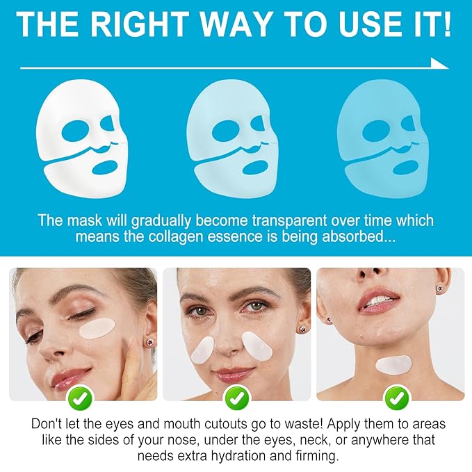 Collagen Real Deep Mask, Collagen Face Mask, Collagen Mask for Women with Hyaluronic Acid, Hydrating Face Masks Skincare, Firming Anti Wrinkle Aging Lifting Mask, Enhance Skin Vitality Deep Repair