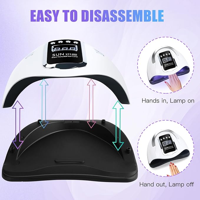 Wisdompark UV LED Nail Lamp 180W, UV Light for Gel Nails with 45Pcs Lamp Beads and Automatic Sensor/4 Timer Settings Professional Nail Dryer for Gel Polish Manicure Art Tools for Home Salon