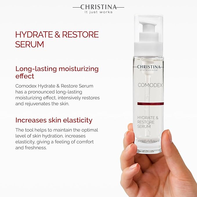 Christina Comodex Hydrate & Restore Serum with Hyaluronic Acid - 30ml - Facial Hydrating Serum to Regenerate & Rejuvenate - For Dehydrated Oily, Open Pores, Combination, & Nomal Skin