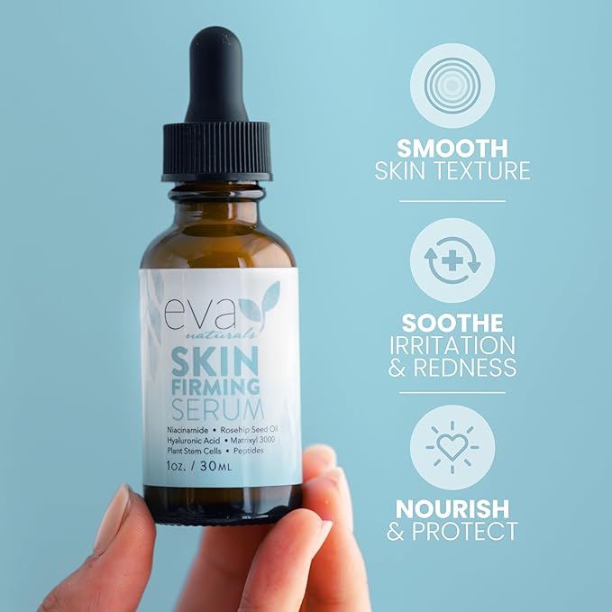 Eva Naturals Skin Firming Serum with Hyaluronic Acid, Vitamin C, and Niacinamide for Face - 2 Pack
