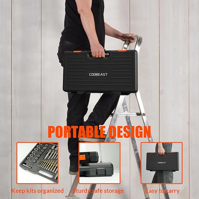 62Pcs Screw Extractor Set with Left Hand Drill Bit, Bolt Extractor Kit Heavy Duty, Easy Out Extractor Socket Set for Broken Nuts Bolts, Stripped Screw Remove with Portable Case