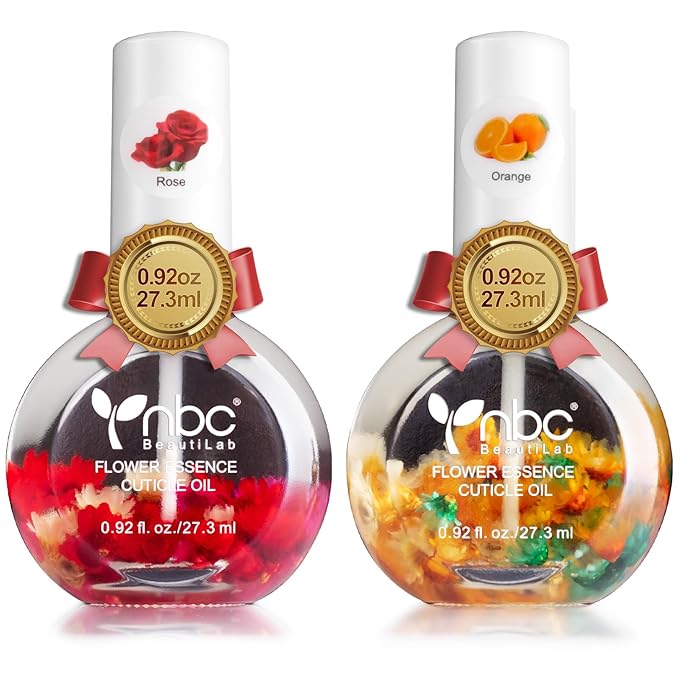 Cuticle Oil, Nail Growth Oil Natural Blend of Jojoba, Vitamin E Nail Cuticle Oil for Repairs Cuticles Overnight Moisturizes and Strengthens Nails Cuticles 2 x 0.92 oz Orange & Rose