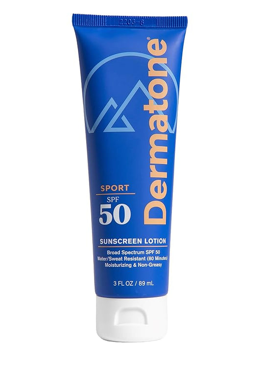 Dermatone Sport Sunscreen Lotion SPF 50 | Water/Sweat Resistant (80 min) | Oxybenzone and Octinoxate Free Sunscreen for Body and Face | Moisturizing | Broad Spectrum Protection SPF Lotion | 3oz