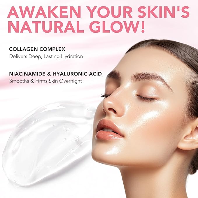 Collagen Night Wrapping Mask, Collagen Jelly Face Masks with Jelly Brush, Peel Off Face Mask for Facials Professional Korean Skin Care, Elasticity & Hydration Care Overnight Mask for Women